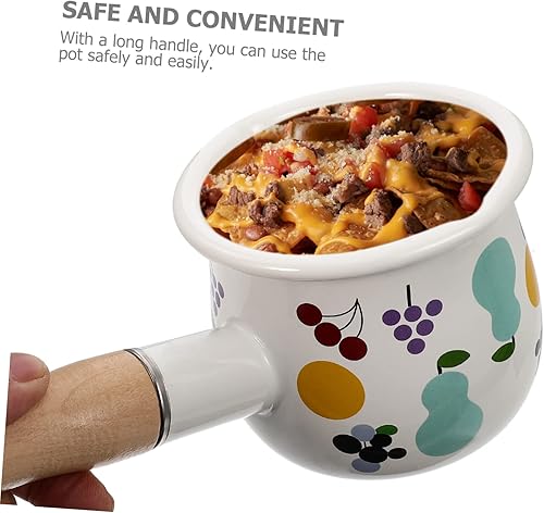 Miniatura 2 de Pequeño esmalte con asa Calentador de mantequilla multifuncional y cacerola para alimentos portátil y conducción de diseño