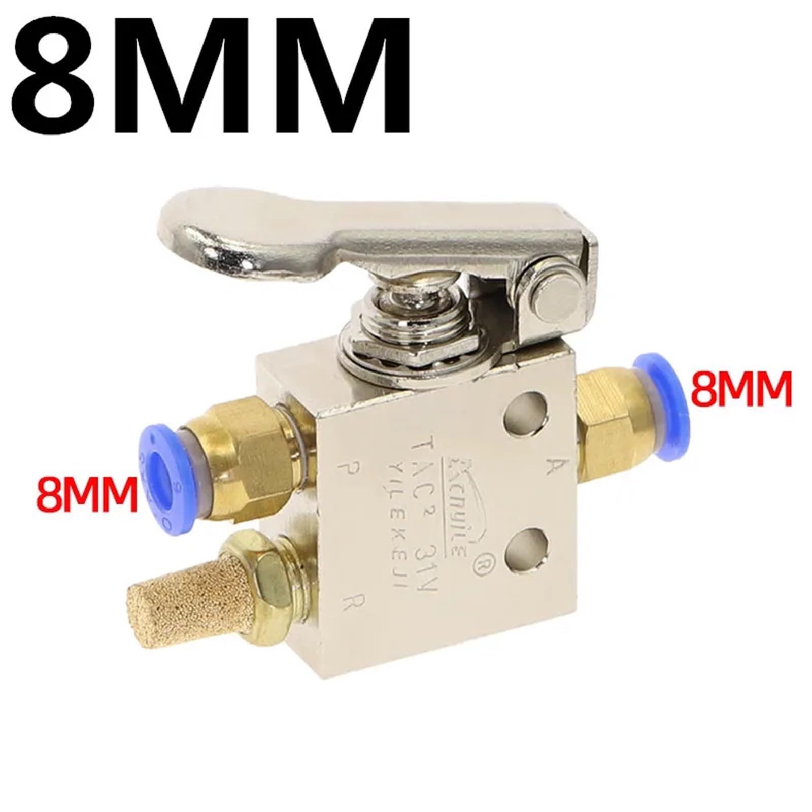 Zawór mechaniczny TAC2-31P z gwintem 1/8", 2-pozycyjny, 3-drożny, sprężynowa dźwignia powrotna, przełącznik pneumatyczny, zawór z cichymi złączkami (TAC2-31P-8MM)