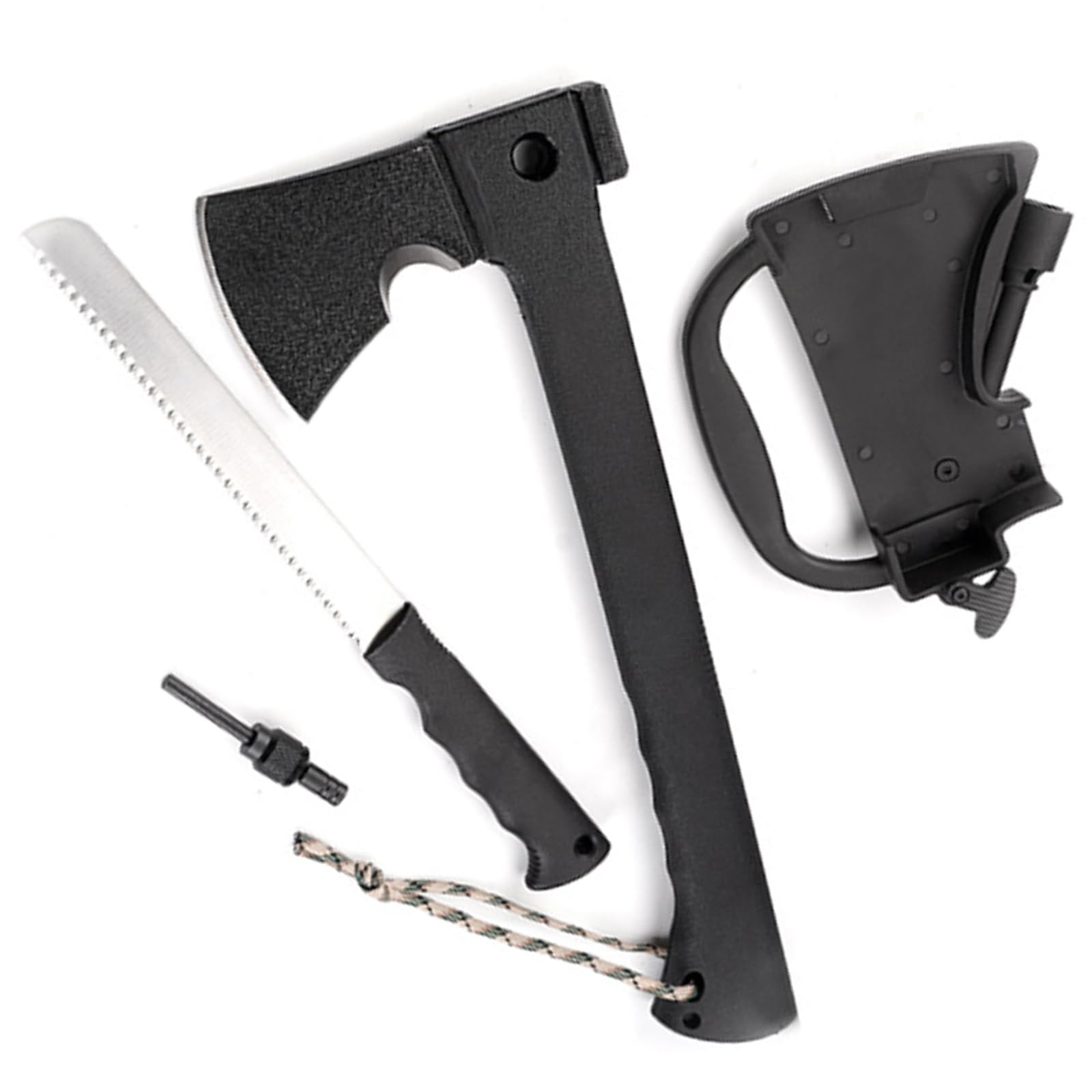 MEPEREZ Camping Axe, 14 inches Camp Hatchet, Outdoor Survival Axe, Hiking Axe, Multi-Function Camp Axe Set, Sharp, Strong, Rust-Proof