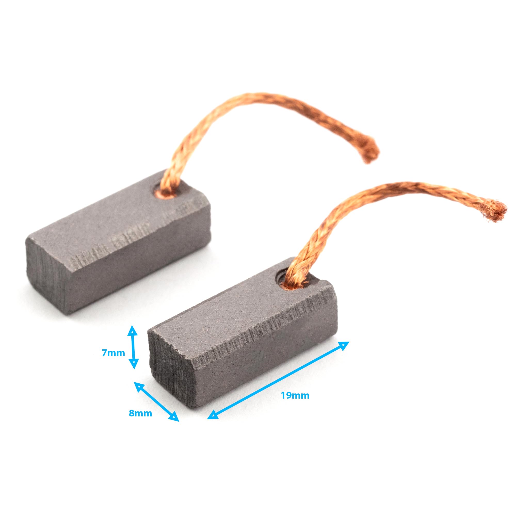 2pcs 7mm x 8mm x 19mm Carbon Brush - For Generic Electric Motor - With Copper Wire Electrical Power Drill Spare Part Accessories Brushes Set Replacement Compatible Electronic Repairing Tool