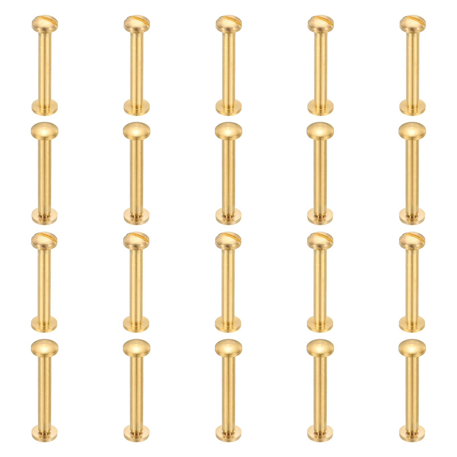 PATIKIL Chicago Screws, 20 Sets M4x28mm Brass Chicago Screw Phillips Binding Post Screw Rivets for Leather Belt Scrapbook Photo Albums, Gold