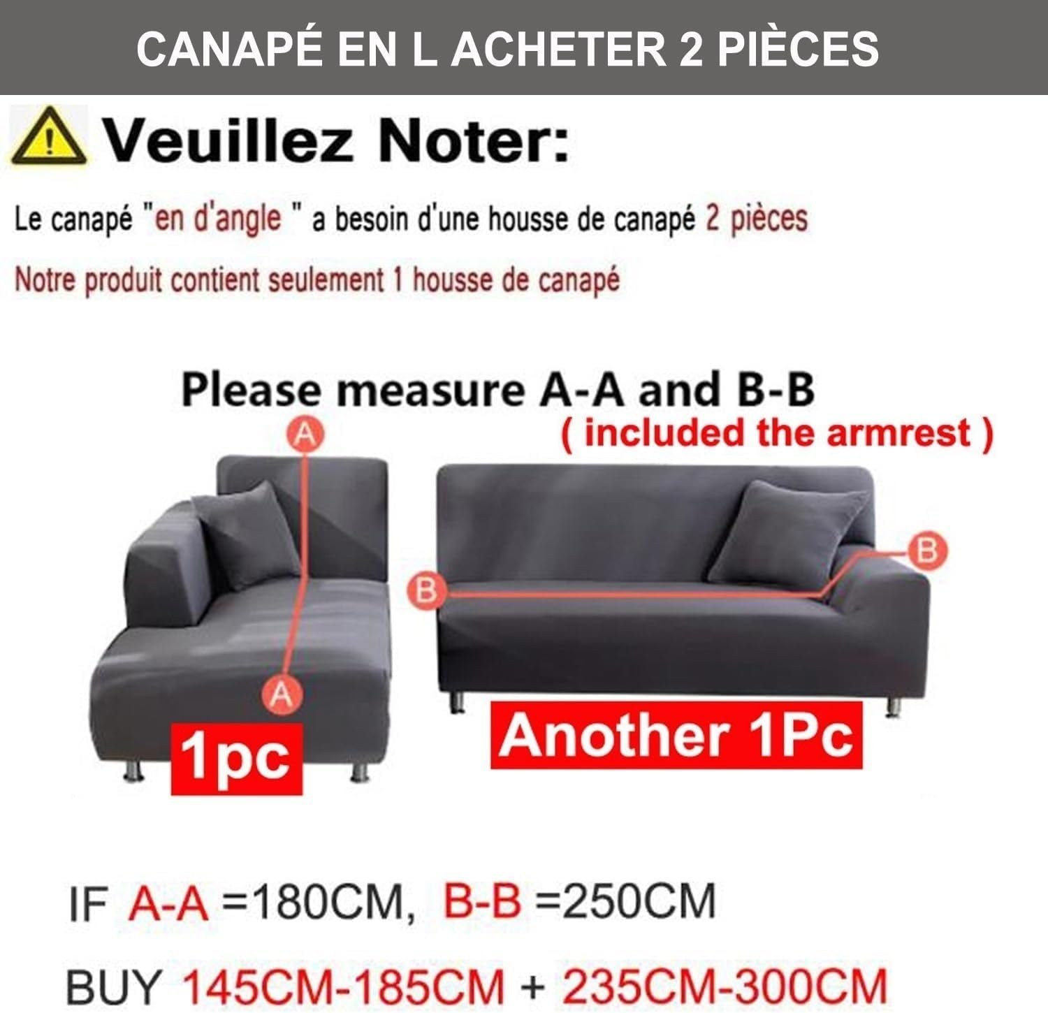 Copridivano A Forma di L,4 1 2 3 Posti, Elasticizzato Sofa Cover con Penisola A Sinistra Destra, Copridivano Angolare, Copridivano Chaise Longue(Light Grey,235CM-300CM)