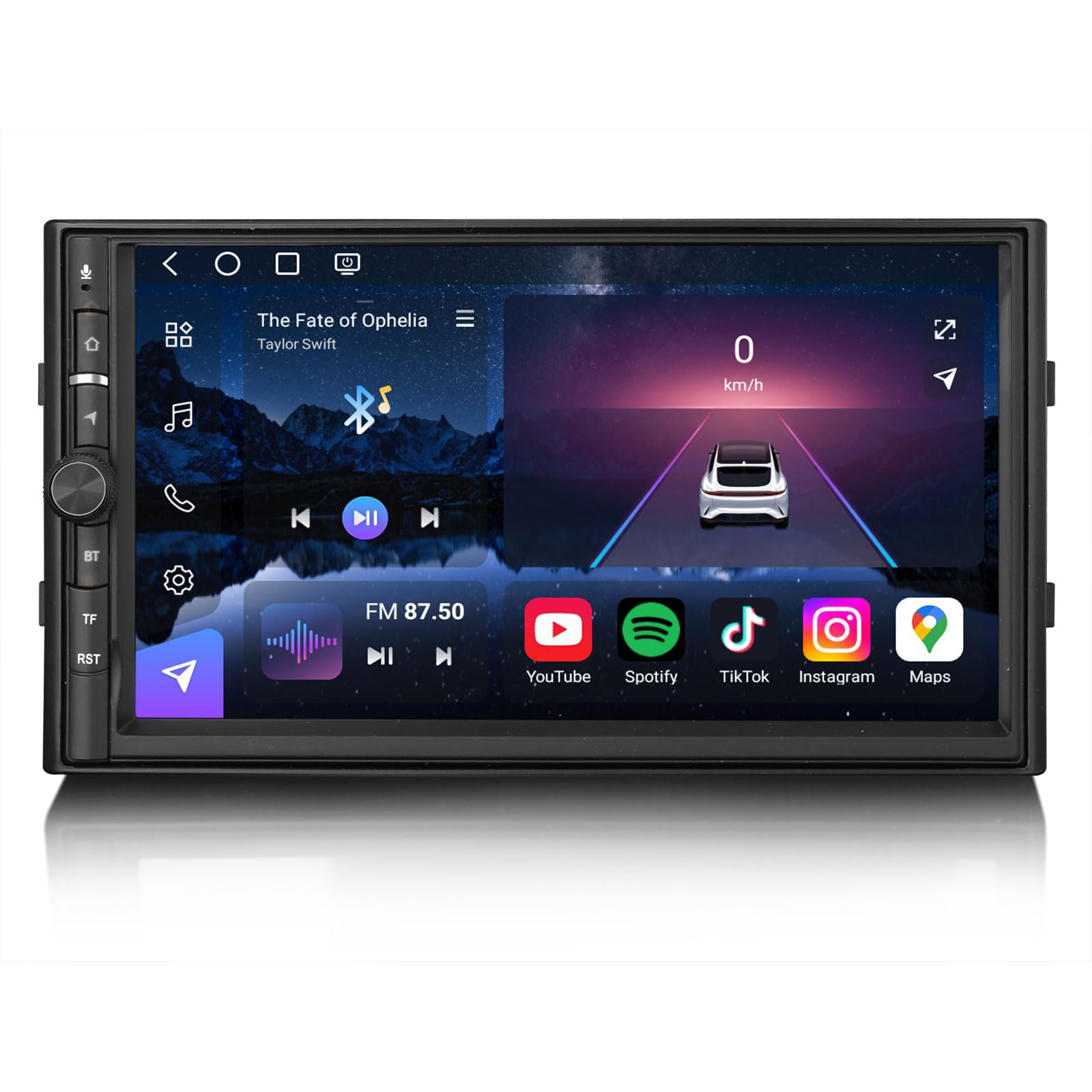 Qualcomm 8-Core 8GB RAM+128GB ROM Universal Android 16 Autoradio GPS Navigatore 7 pollici Schermo IPS 2 Din Supporto Bluetooth 5.1 CarPlay senza fili Android Auto WiFi 4G DSP FM RDS DAB+ USB OBD2