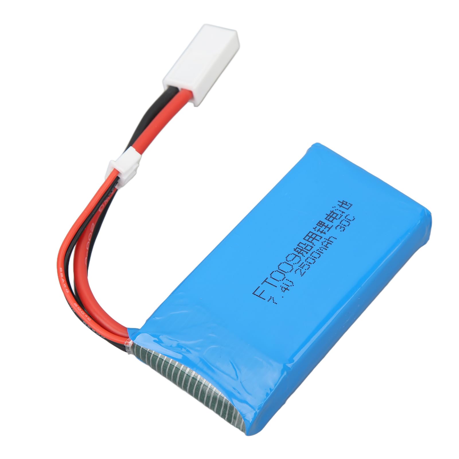 Batería de Litio RC 7,4 V 2500 mAh, batería de Barco de Control Remoto de Alta Capacidad, batería LiPo Ligera y Duradera con protección contra sobrecarga, reemplazo para lancha