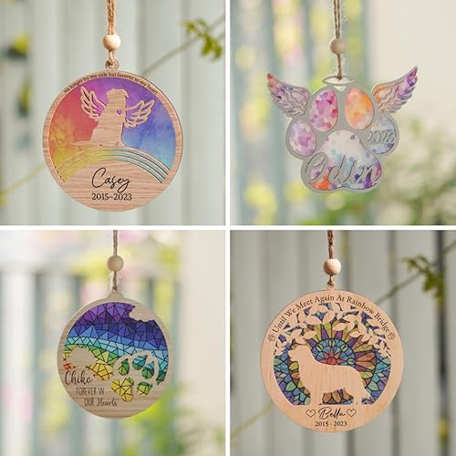 Miniatura 6 de BROWN FACTORY Atrapasoles conmemorativo para perros, atrapasoles conmemorativo para mascotas, nombre, año, citas, fondo, Siempre en mi corazón,