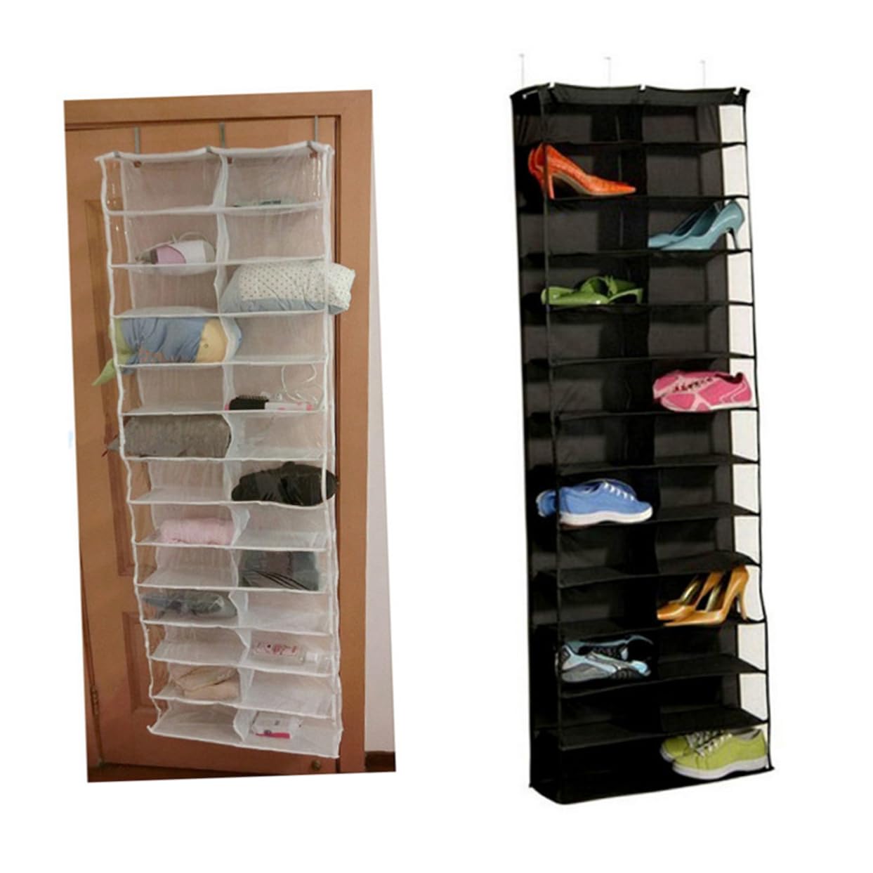 Rangement à Chaussures à Suspendre à Porte 2 Pièces Blanc