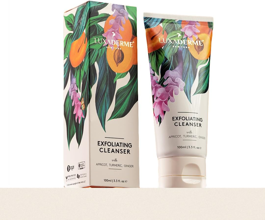 LuxaDerme Korean Exfoliating Face Wash | Deep Cleansing & Oil Control | Removes Excess Oil, Dirt & Makeup | Enriched with Apricot, Turmeric & Ginger | Face Cleanser for Glowing Skin,100ml(Pack of 1)