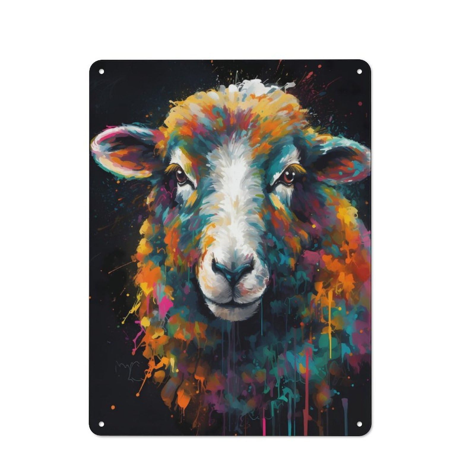 Junmoney Colorful Sheep Vintage Metal Plaque 40X30cm Featuring For Garage Wall, For People Furnishing A Garage
