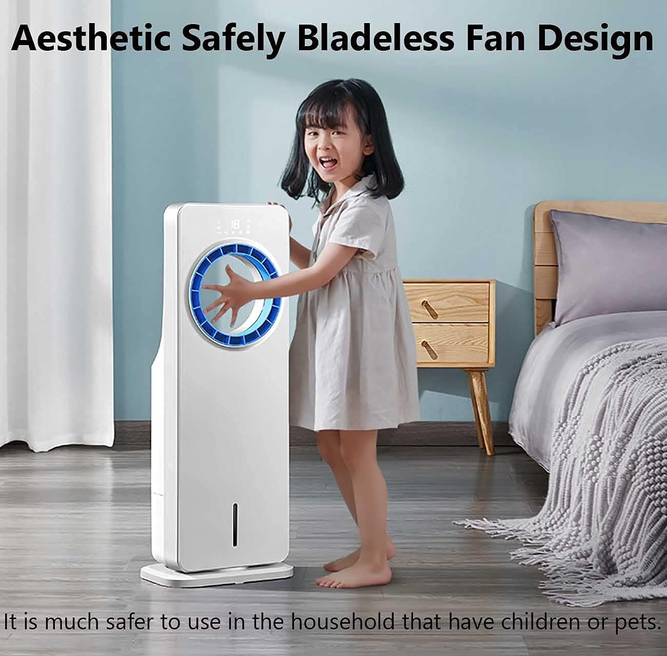 3 in 1 Evaporative Air Cooler Bladeless Tower Fan Humidifier 45° Oscillation 12 Hour Timer Large Water Tank Swamp Cooler for Home Office