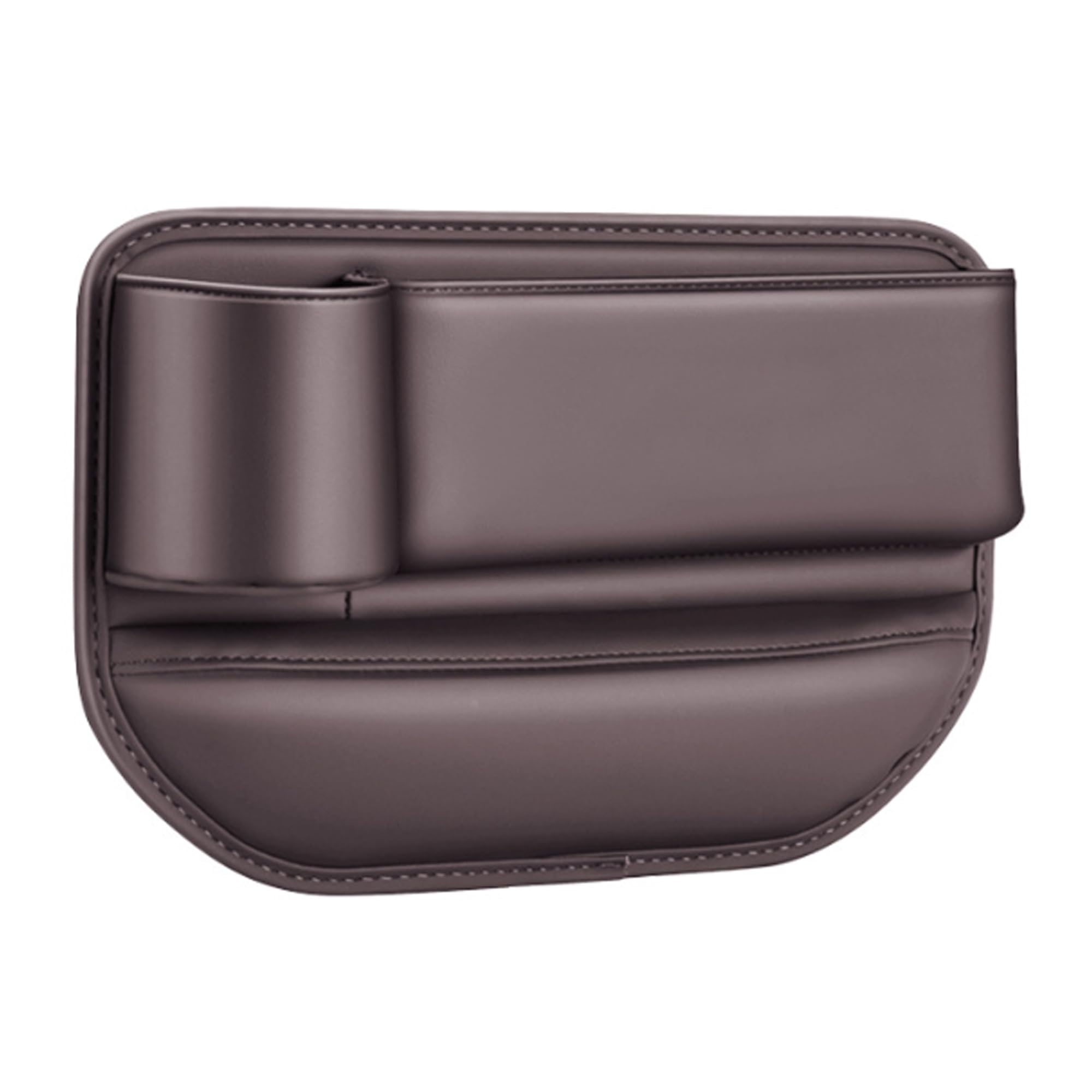 Amelity Car Seat Gap Filler Organizer, Leather Car Seat Gap Filler with Cup Holder, Seat Gap Storage Box for Car, Car Seat Gap Console for Keys, Phones, Sunglass (Driver Seat-Brown)