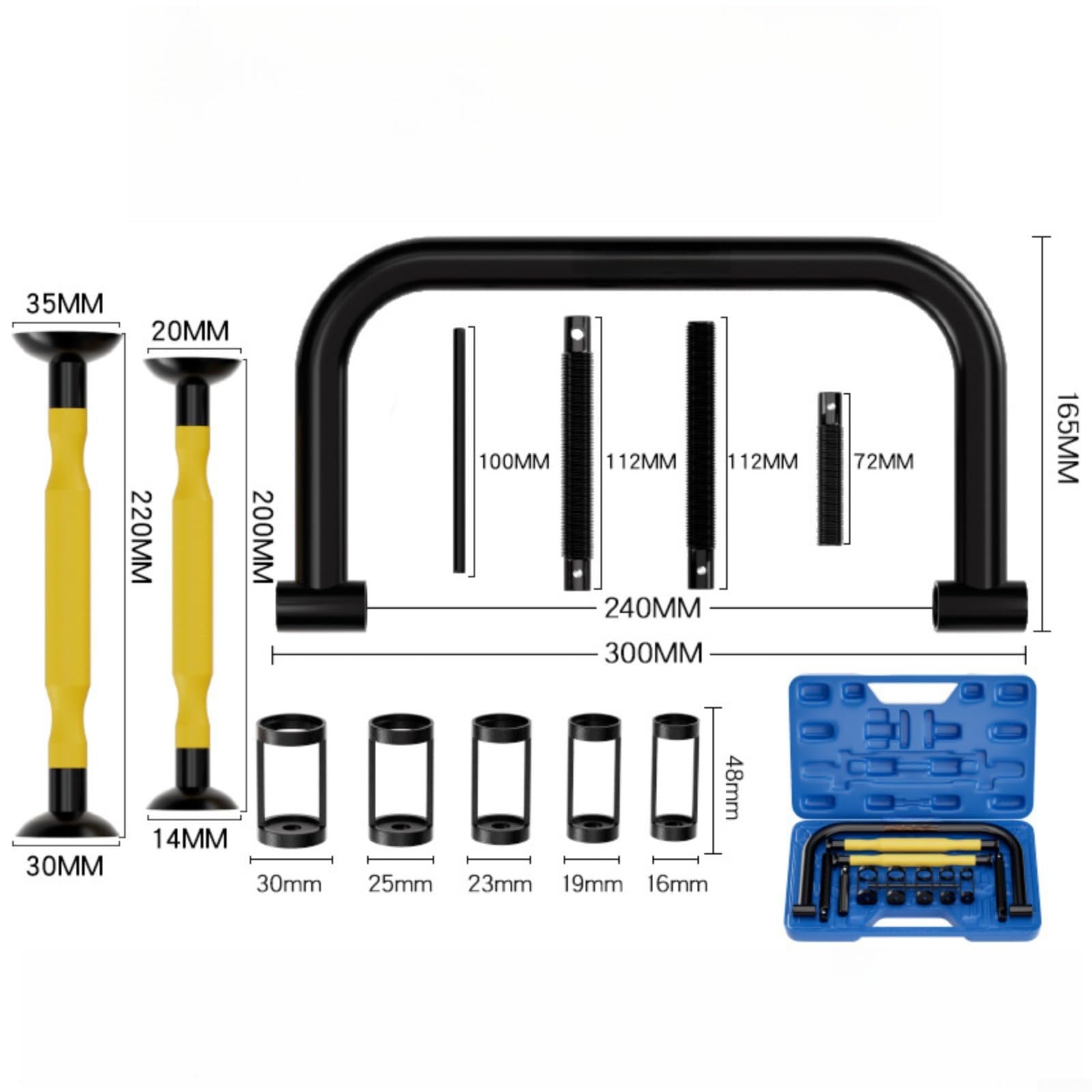 Lot de 11 outils de serrage de ressort de soupape, 45# en acier en forme d'arc, avec tige de soupape, réparation de voiture