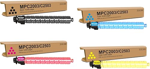 MP C2003 - Cartucho de tóner de rendimiento estándar, negro, cian, magenta, amarillo, 4 unidades, 841918 841921 841920 841919 compatible con Ricoh