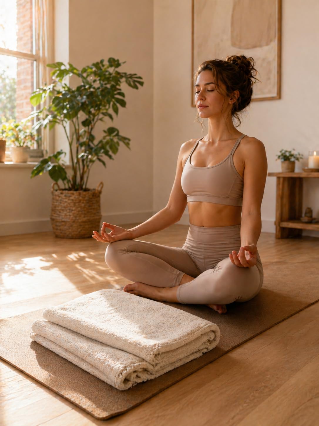 Hana YOG Iyengar Yoga Blanket 100% Cotton Handwoven | Thick Support Blanket for Restorative Yoga, Meditation & Therapy | Soft, Durable & Machine Washable | Off-White | Eco-Friendly 2