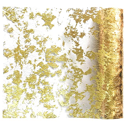 YXJDWEI Glitzer Tischläufer Tüll Dekostoff Tüllband Tischband 29cm X10 Yards Gold für Hochzeit Festival Weihnachten Party Haus Deko Cover