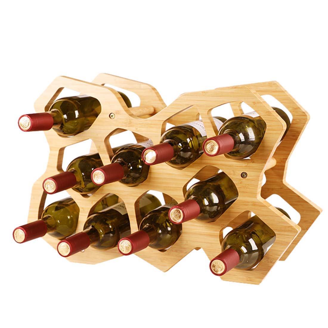 Generico portavini,Scaffale in bambù, portaoggetti da Tavolo espositore da appoggio, Organizer per Bottiglie in bambù Massiccio Naturale per Bar della Cucina di casa, A, 8 Slot, A, 10 Slot