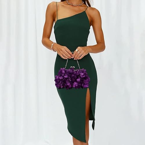 Miniatura 7 de LAKSMI Bolsos de noche de embrague para mujer, apliques florales, bolso formal Shouder con cadenas desmontables