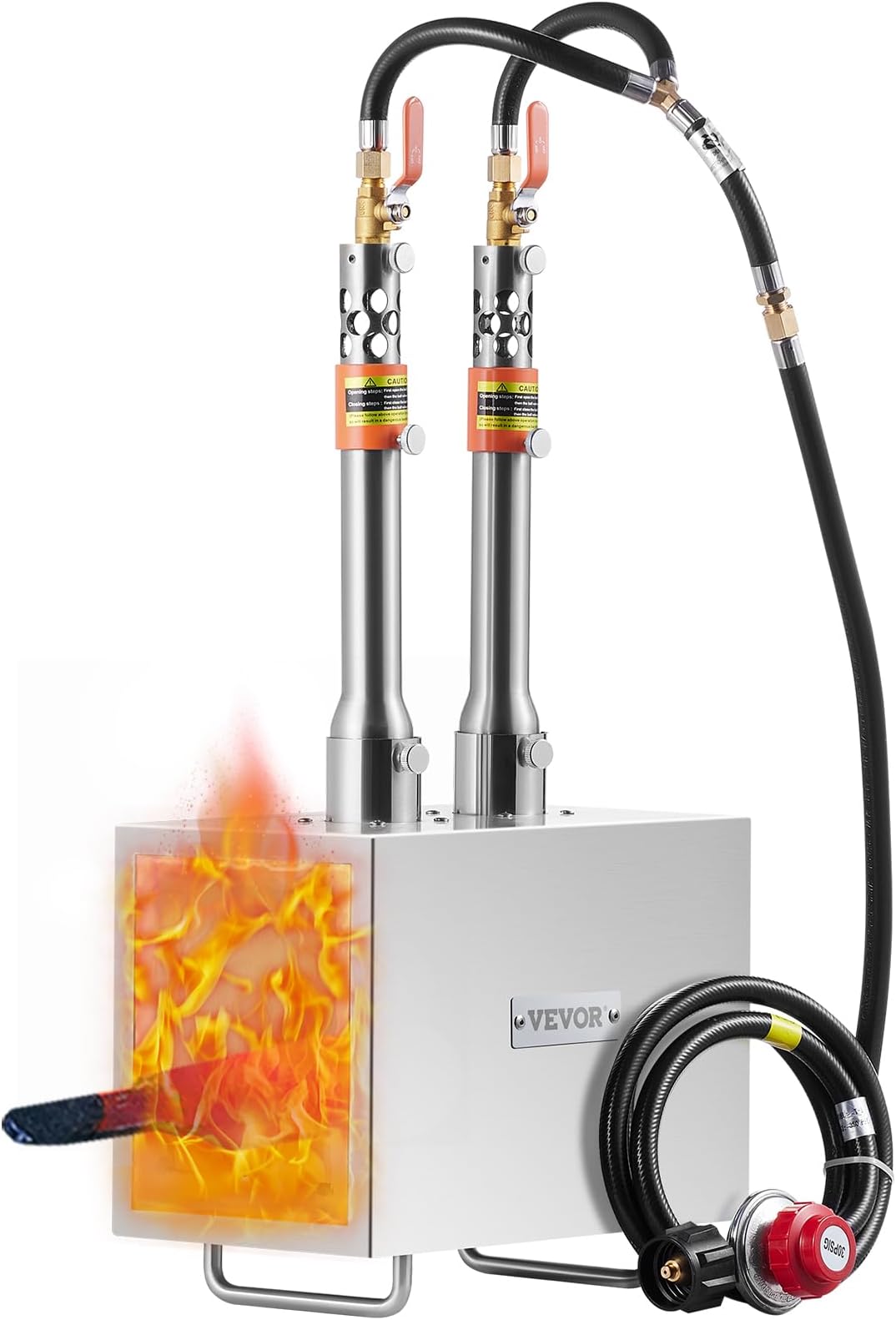 VEVOR Portable Propane Forge, 2 Burner Farrier Forge, 2600℉ Tool and Knife Making Blacksmithing Gas Forge, Large Capacity Square Stainless Steel Gas Forging Tools and Equipment for Metal Forging
