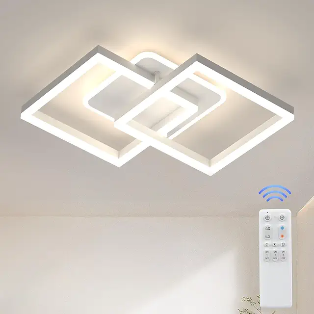 Plafoniera LED Moderna Soffitto Dimmerabile 40W 3600LM, Bianco 65x42x12cm per Soggiorno e Camera