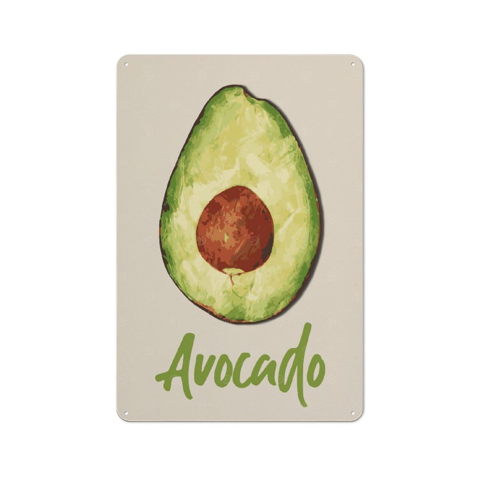 Junmoney Style-7 Avocado Watercolor Rustic Metal Plaque 30X20cm For Café Or Restaurant, Wall Decor For People Reorganising Café And Restaurant