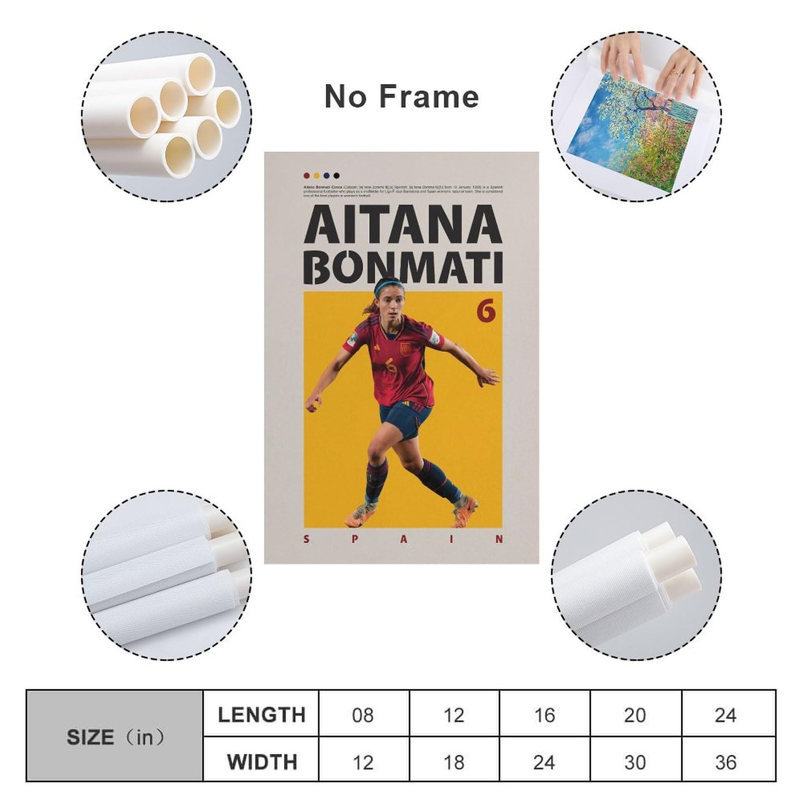 Aitana Bonmati Poster 20x30cm - Spanien Frauen-Fußball Leinwand Wandbild