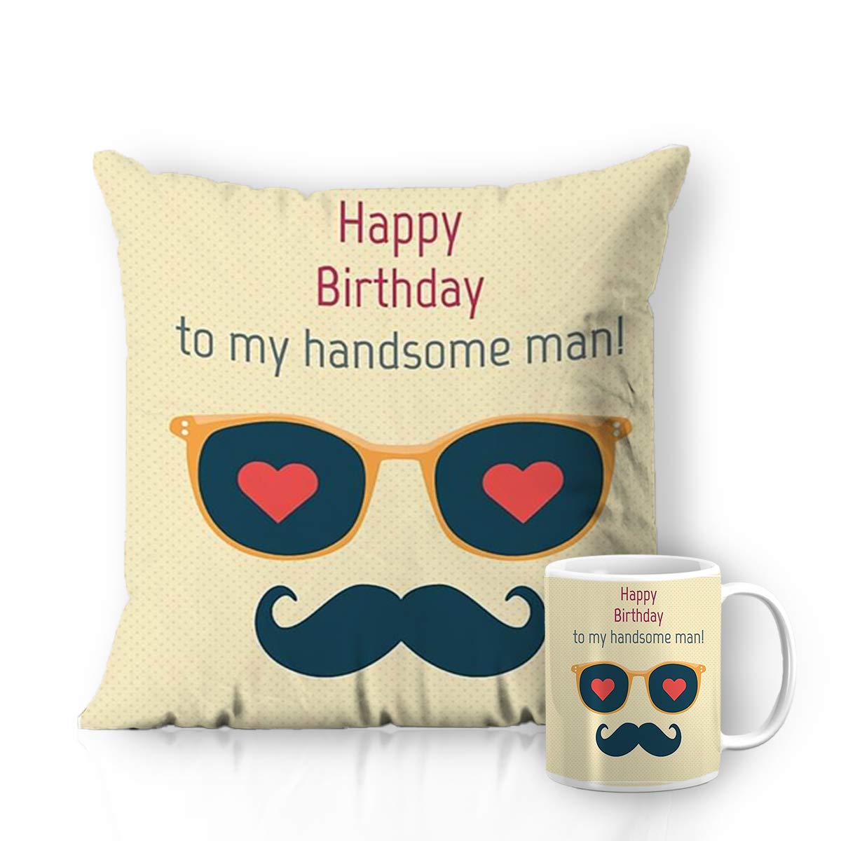 All Your Design Printed Cup and Cushion Combo for Birthday, Personalized Ceramic Mug & Satin Pillow Gift for Your Birthday, Beloved (Design-9)