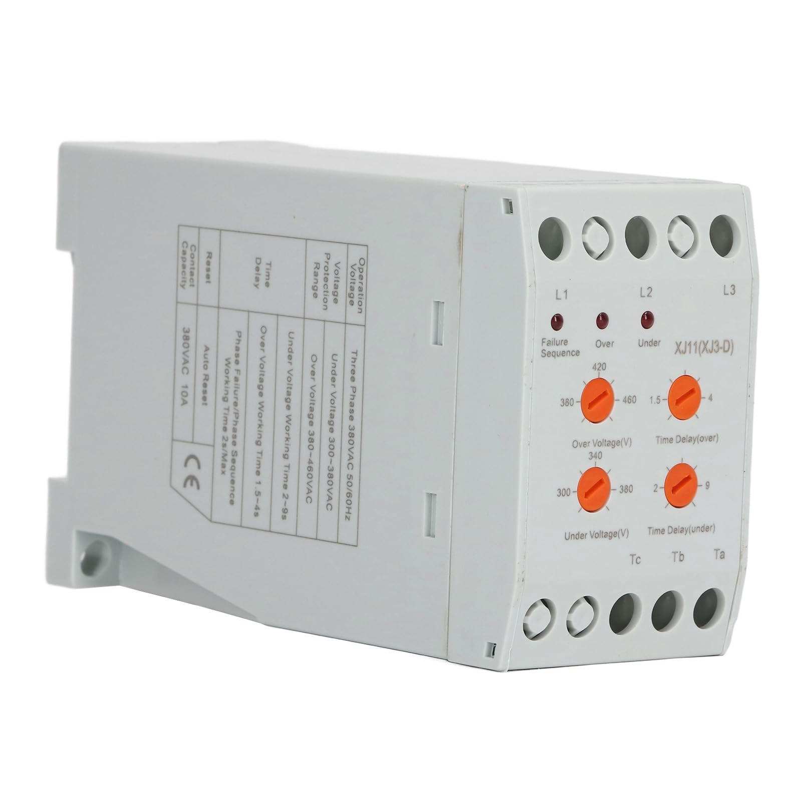 Protector de Secuencia de Fase de Voltaje AC380V, relé de Monitor de Voltaje Trifásico, Protector de bajo Sobrevoltaje, Montaje en Carril DIN de 35mm