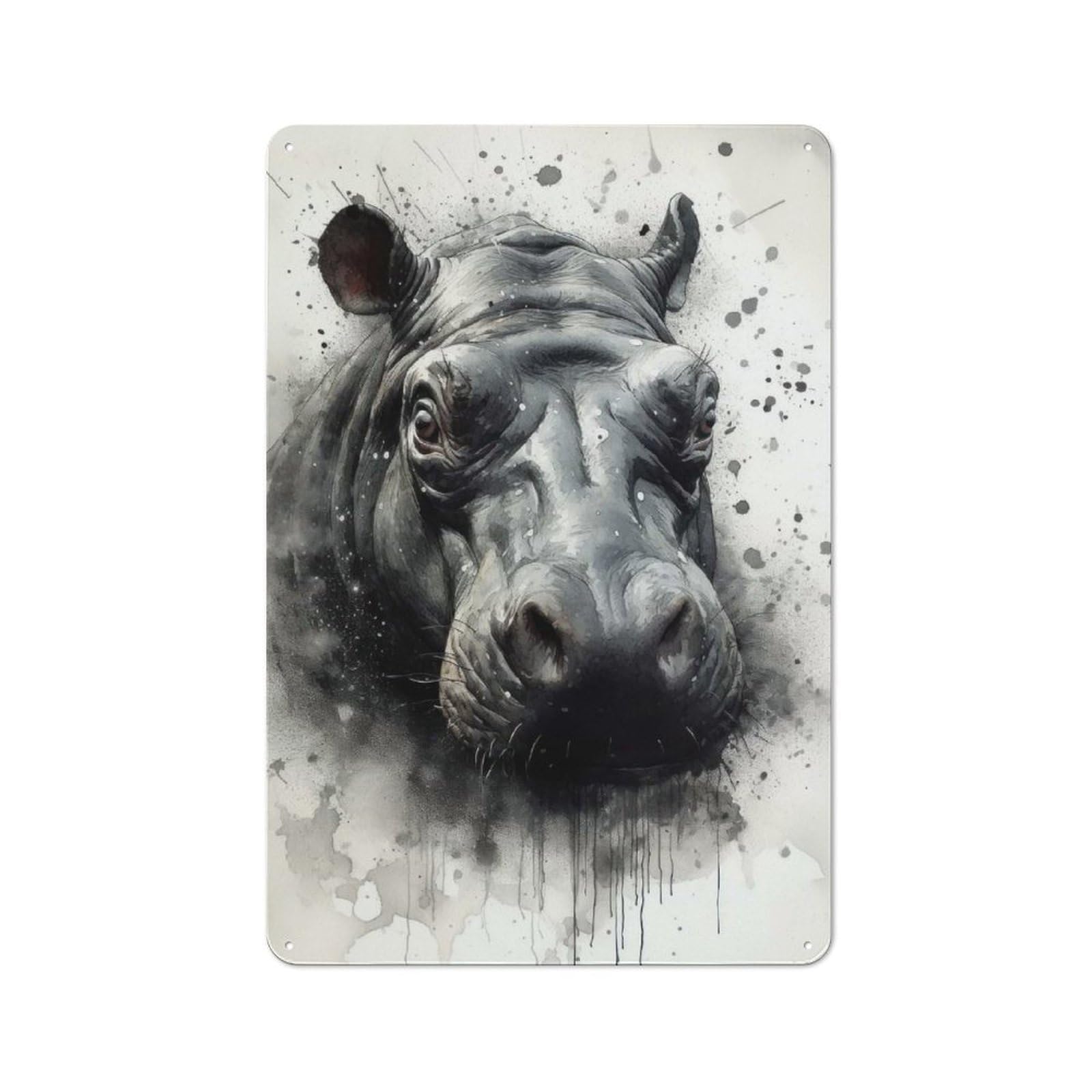 Junmoney Hippo Natures Metal Plaque 30X20cm With For Garage Wall, Retro Decor, For Garage Decor Collectors Refreshing A Room In Autumn