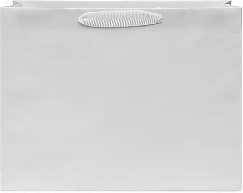 Miniatura 6 de Bolsas de papel kraft blancas con asas de sarga de lujo, 16 x 6 x 12 pulgadas, 25 unidades. Bolsas de papel para compras, bolsas de regalo a granel,