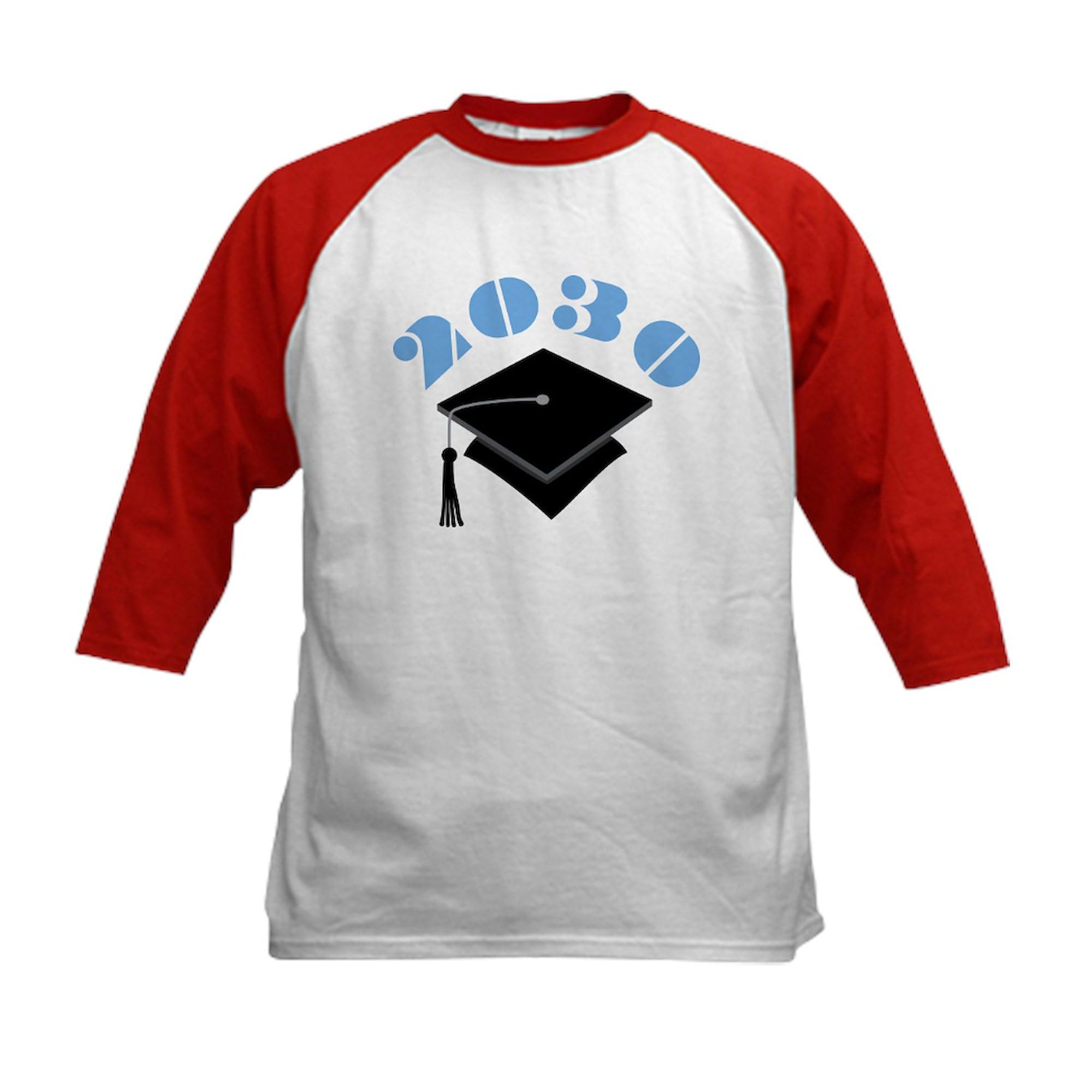 CafePress Blue 2030 Graduation Hat Logo Kids Baseball Jersey Kids Cotton Baseball Jersey, 3/4 Raglan Sleeve Shirt