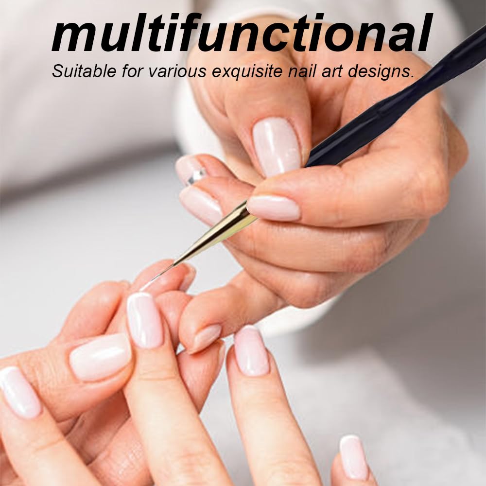 Pennelli per Unghie, 3 Pezzi di Pennelli per Unghie in Gel, Pennelli Nail Art, 2 in 1 Dual-ended Nail Art Pennelli, per Manicure