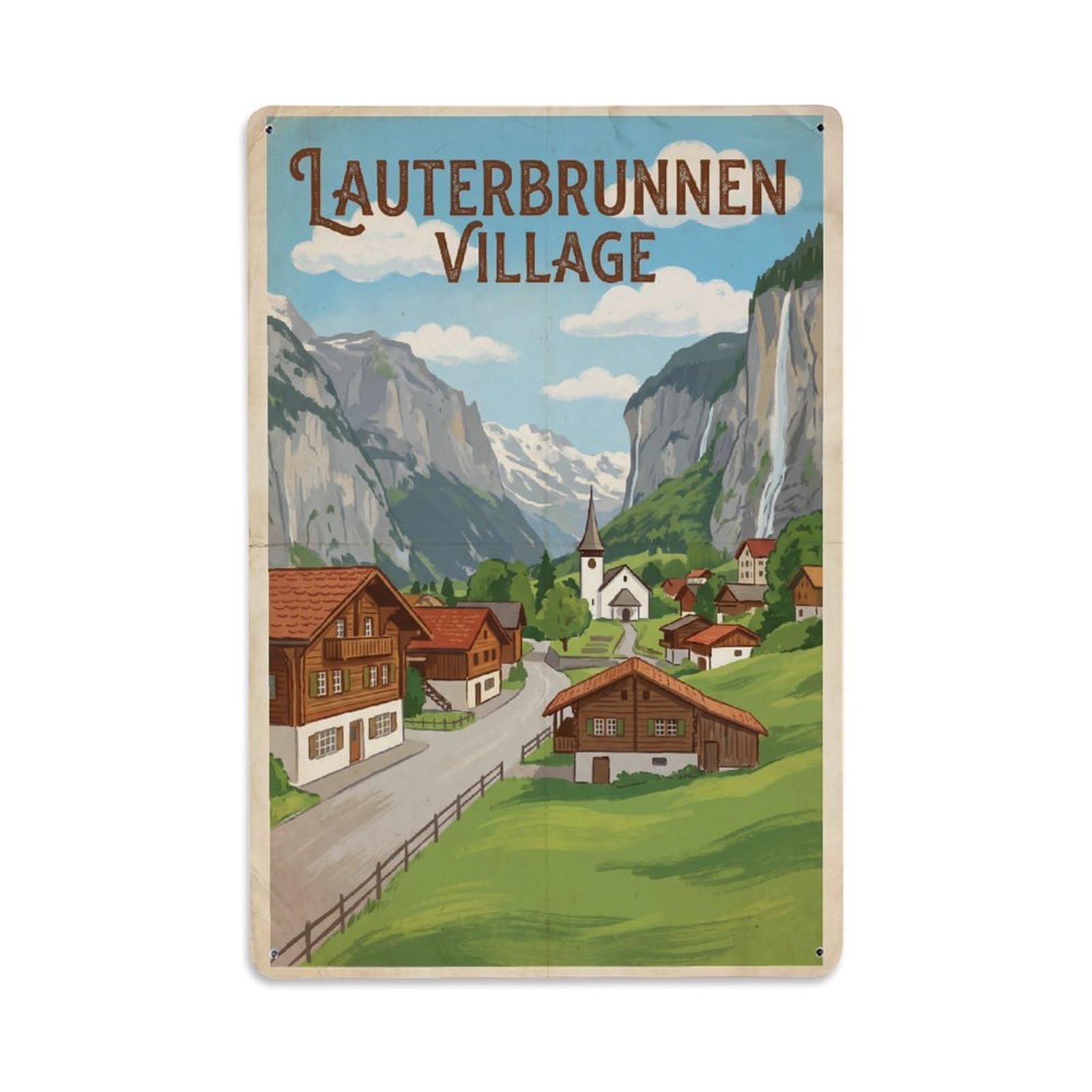 Gead 8X12inch Style Vintage Travel Switzerland Village Heritage Metal Tin Sign