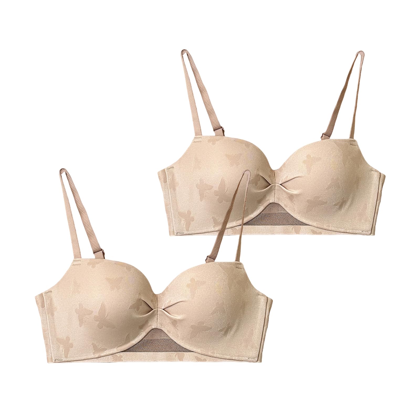 Lot De 2 Soutien Gorge sans Armature Femme Invisible Push Up Rembourré Brassière Quotidien Lingerie Seconde Peau Grand Maintien