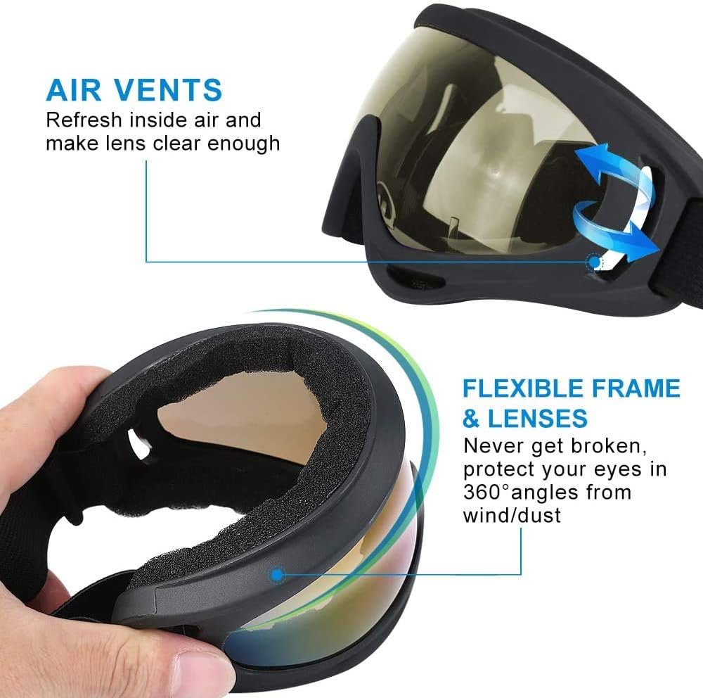 ELECOOL Ski Goggles 2 Packs with Wind Dust UV 400 Protection for Teens Kids Adults