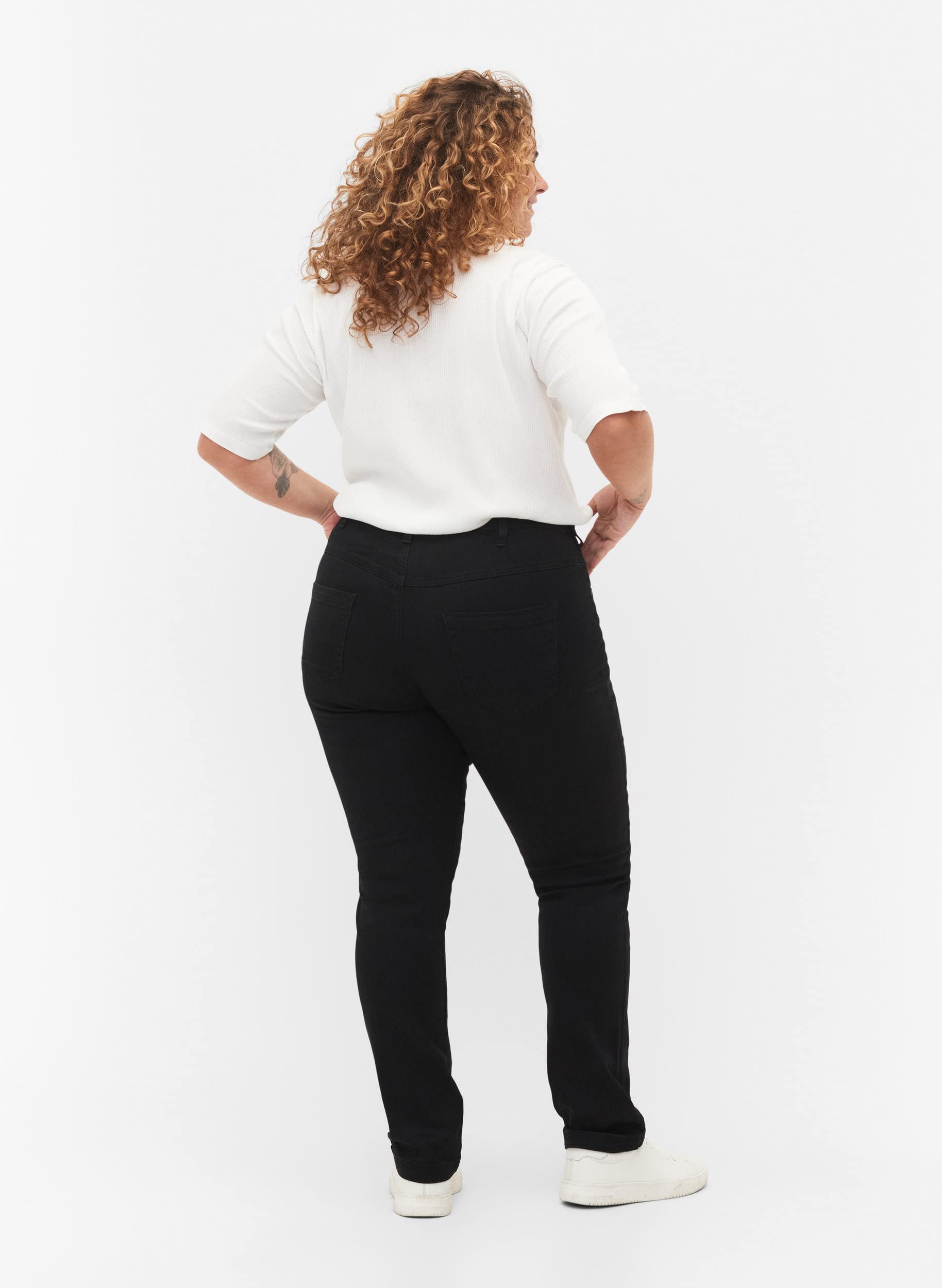 Zizzi Emily Jeans Damen Große Größen - Slim Fit Damenjeans mit Normaler Taillenhöhe/Mid Waist - Plus Size-Hose aus Baumwollmischung mit Stretch-Anteil