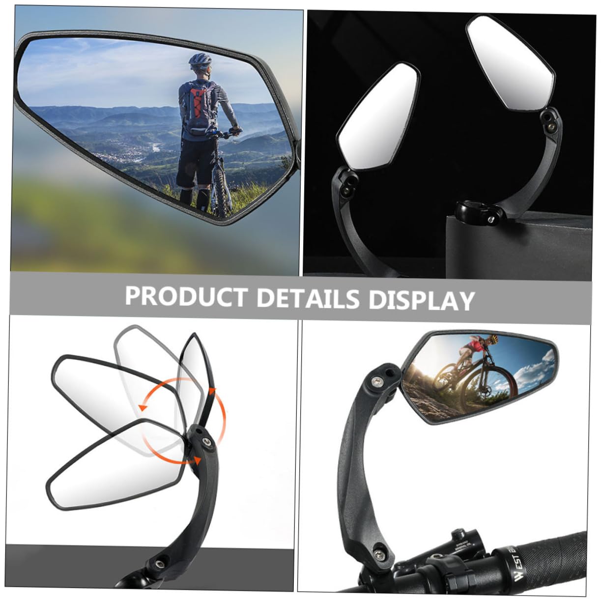 Kisangel 3pièces Rétroviseur De Vélo Rotatif Miroir Arrière De Sécurité Pour Cyclisme Installation Rapide Sans Outils Miroir Extérieur Pratique Pour Vélos Et Trottinettes