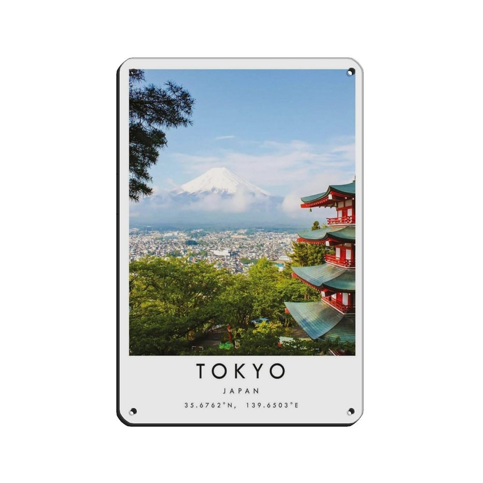 Tokyo Travel, Mount Fuji Tin Sign Vintage Metal Pub Club Cafe Bar Home Wall Art Decoration Poster Retro 8x12inch(20x30cm)