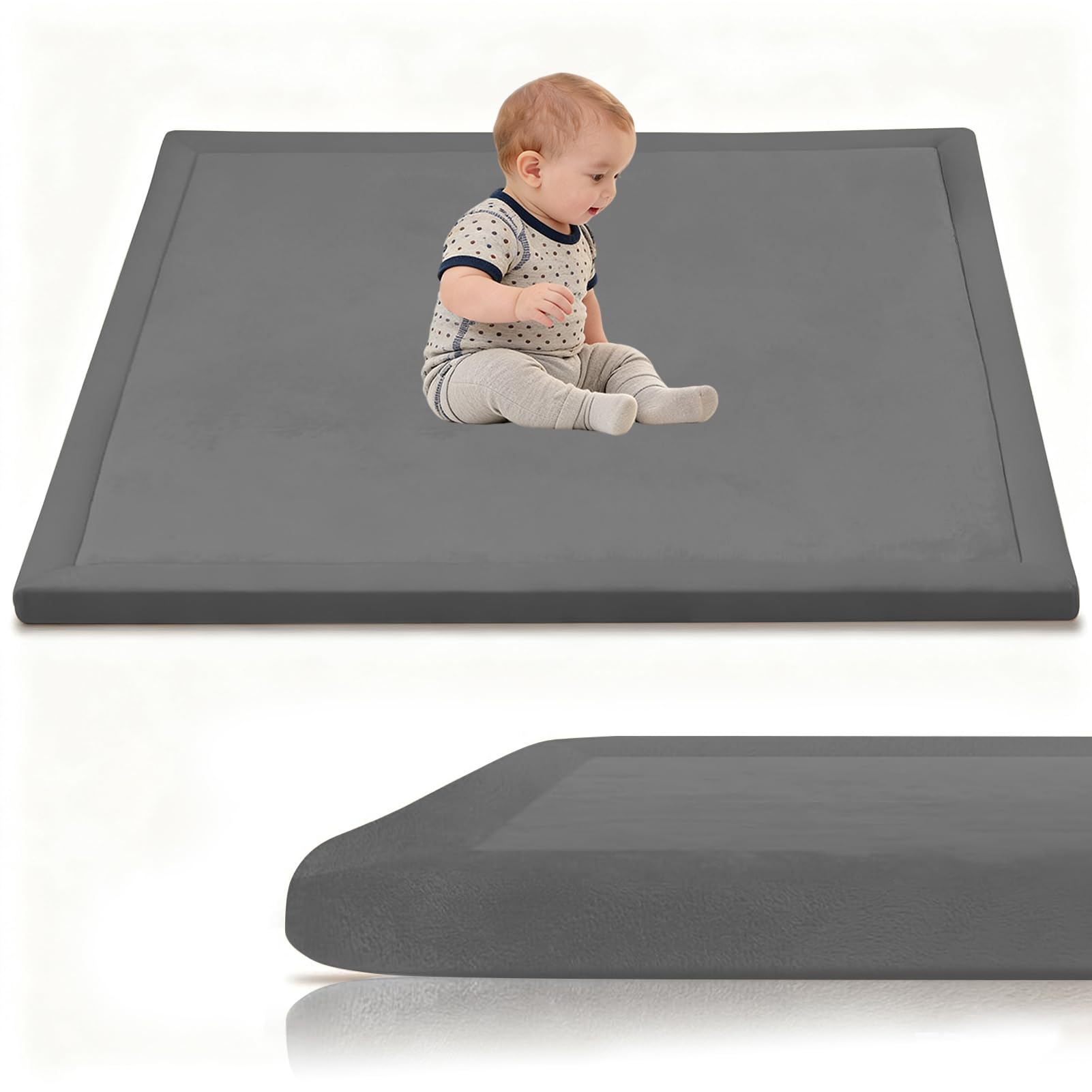 Krabbelmatte Baby 160 x 200 cm Dunkelgrau 3cm Extra Dick und Spielmatte Kinder, Spielteppich Baby Krabbelteppich für Babys Memory Foam Teppich Kinder für Kinderzimmer Tatami Matte