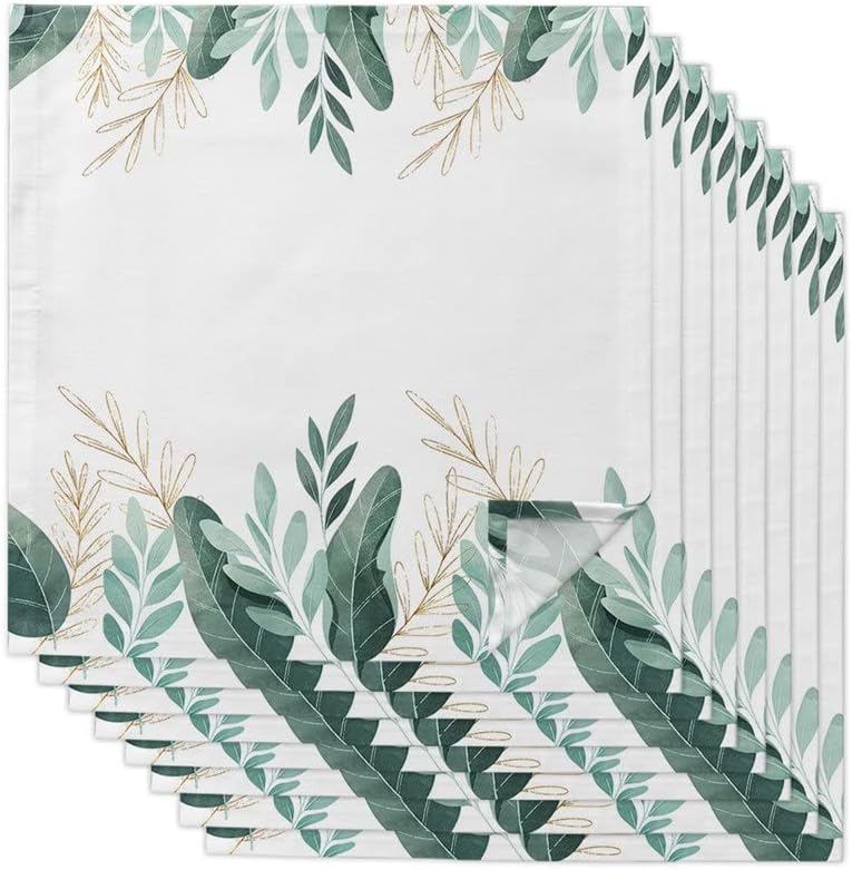 Green Tropical Plants Leaves Cloth Napkins Set Festive Banquet Wedding Decor Tea Towel Kitchen Dinner Table(4pcs)