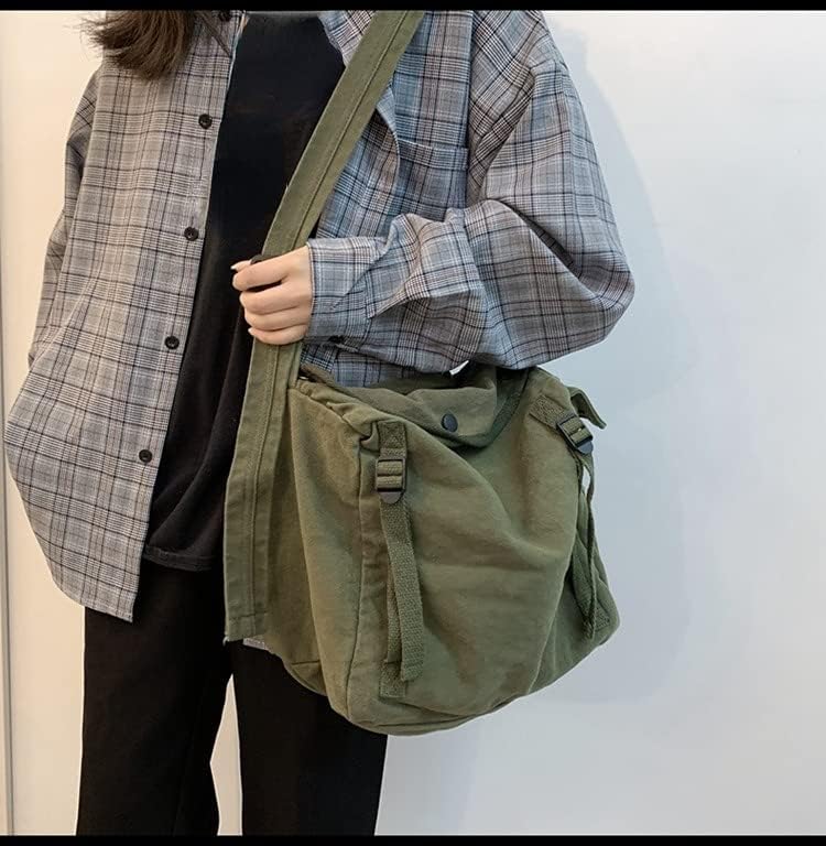 Miniatura 6 de Bolso bandolera de lona para mujer y hombre, para la escuela, estética, estilo hobo, vintage, Harajuku, hippie, bolso de hombro