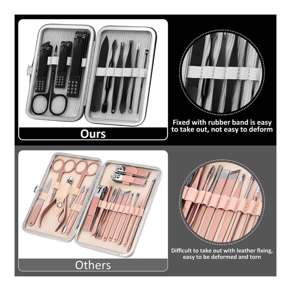 Kit per Unghie 10 in 1 per Donne e Uomini, Strumenti Professionali per la Cura dei Piedi in Custodia di Pelle, tagliaunghie per Le Dita dei Piedi, tagliaunghie per Le Mani