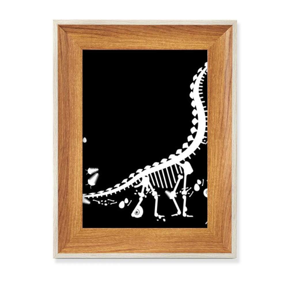 Cadre photo fossile dinosaure en bois pour décoration de bureau