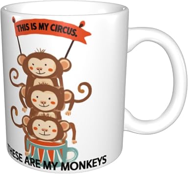 Funny Monkey Coffee Mug with Fun Saying 11oz Ceramic Tea Cup Novelty Gifts for Women Men Friends Home Office