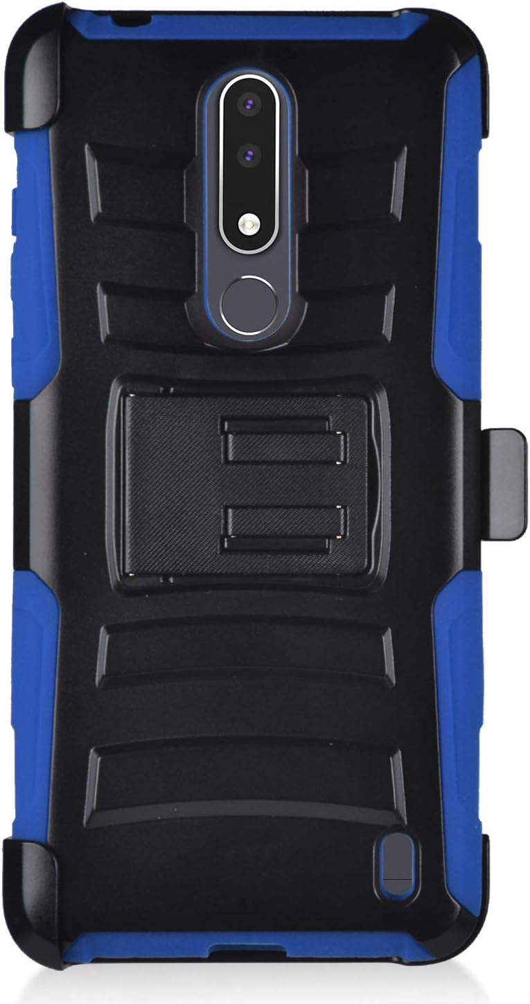Eaglecell - Compatible with Nokia 3.1 Plus (Cricket Wireless) - Hybrid Case w/Stand/Belt Clip Holster - CV1 Blue