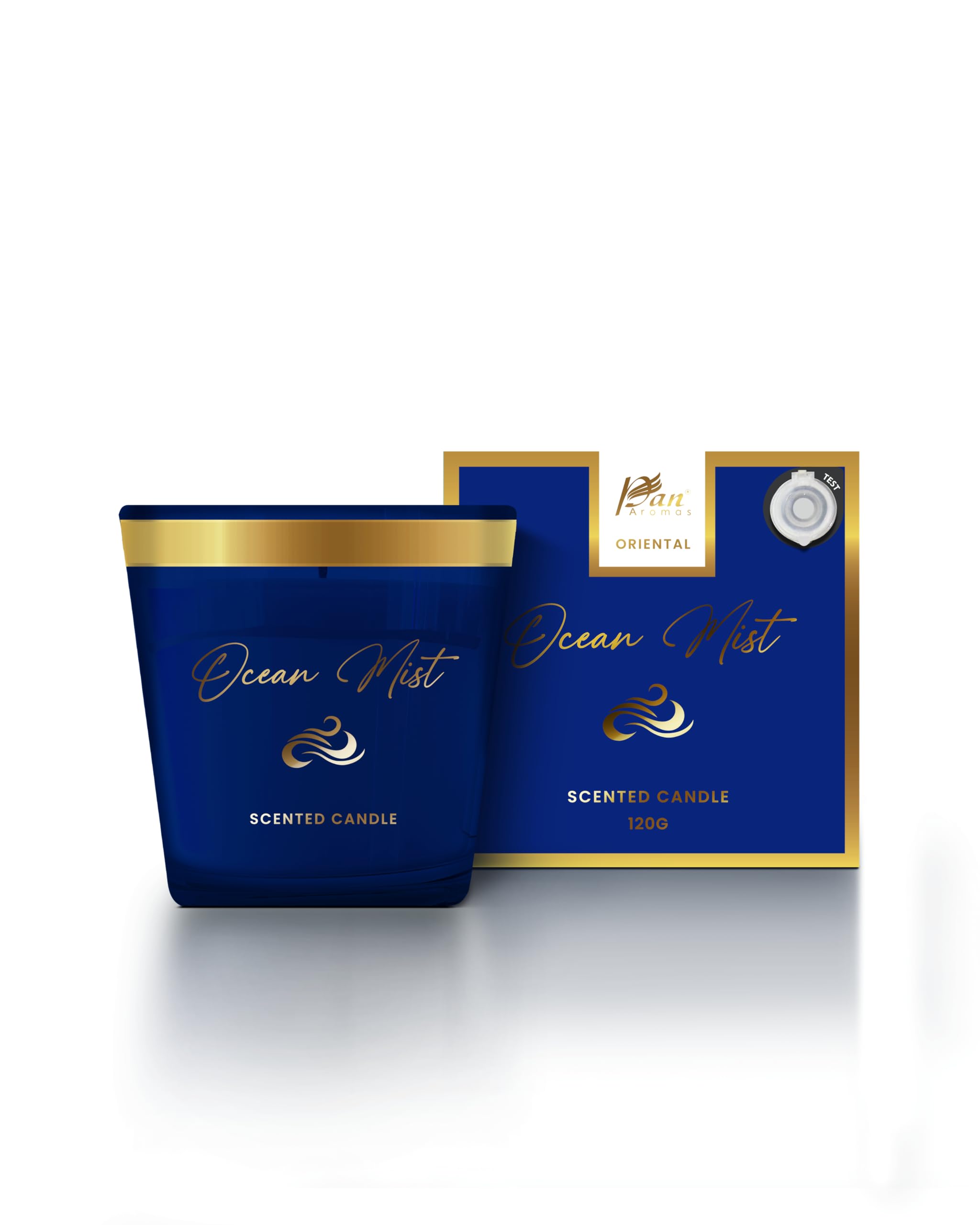 Pan Aromas - (Ocean Mist) Oriental Scented Candle - 30 Hours Burn Time| Long Lasting Premium Fragrance Candles for Home Decor & Gifting (120 GMS)