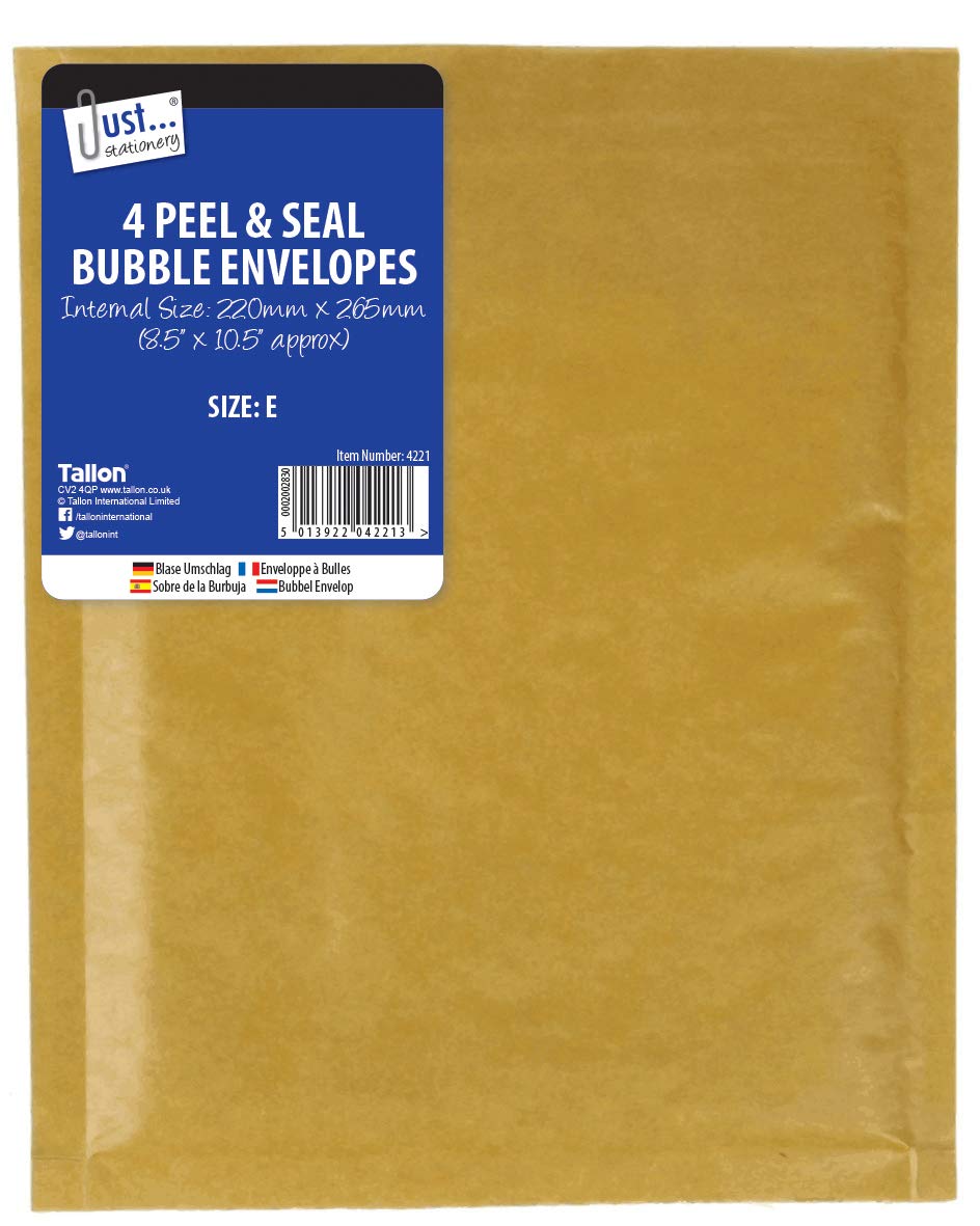 Tallon 4221 Bubble Lined Envelopes Peel and Seal Manilla Size E