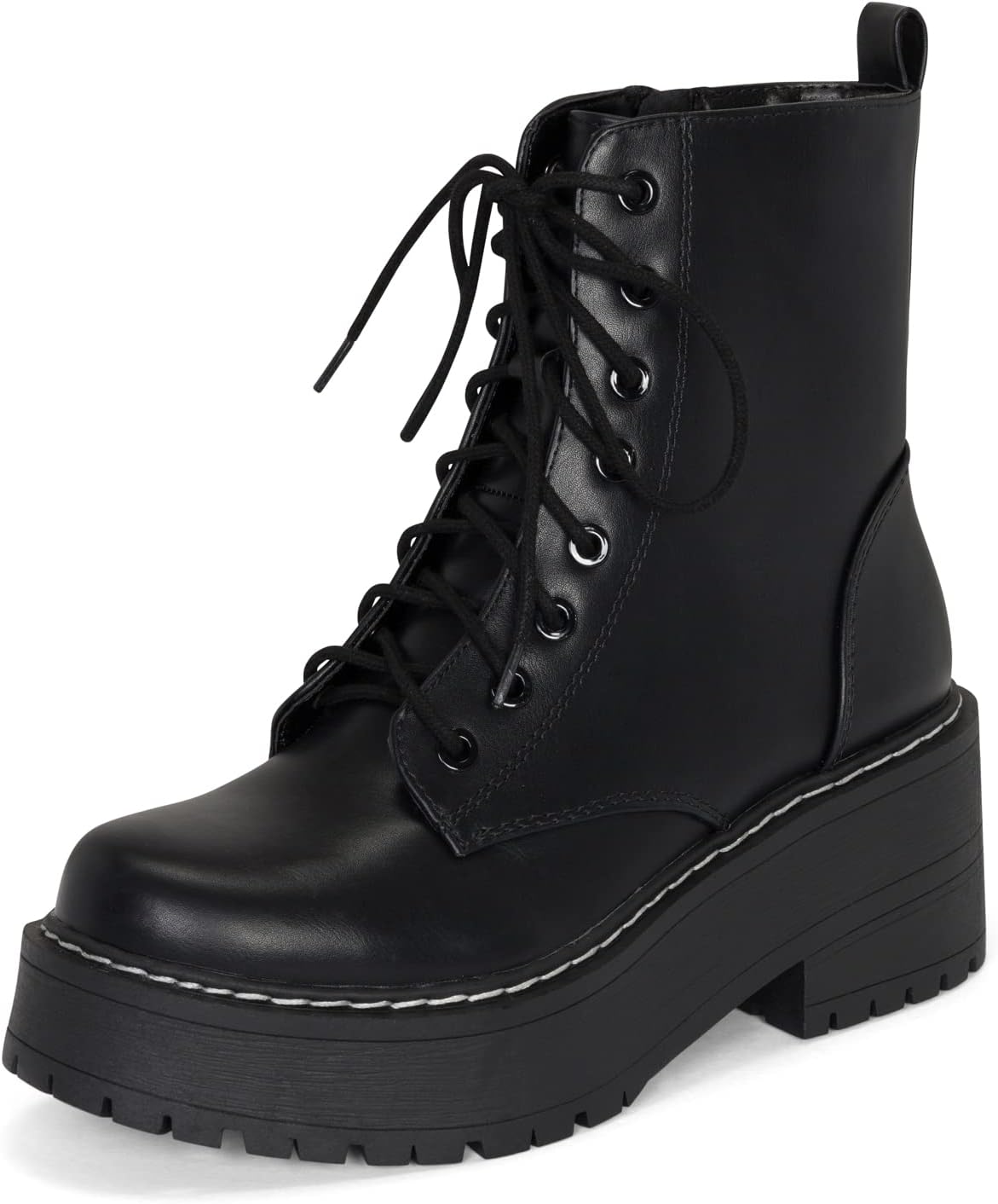 Chariot & Co Pure Women's Chunky Lug Sole Combat Lace-Up Side Zipper Fashion Ankle Boot - Stylish & Sturdy Women's Boots for Fashion and Comfort - Image 4