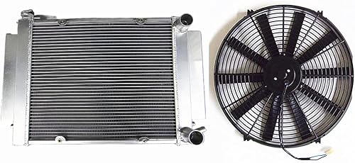 Radiador de aluminio de 3 filas para Mazda RX2 RX3 RX4 RX5 S1 S2 MT 1969-1983 con tubo calefactor 1970 1971 1972 + ventilador