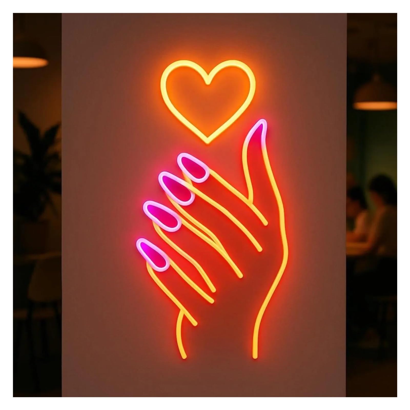 SHOUXI Sign Lamp Nail Neon Sign USB Powered Dimmable Manicure Art Light for Business Window Display Salon Studio Wall Decor 40cm