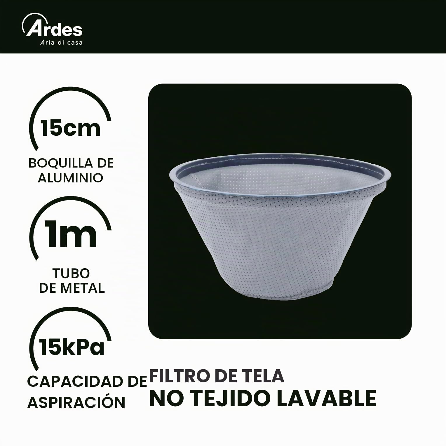 ARDES AR4A12 ASHPIRO 12 Aspirador de Cenizas Profesional Tanque 12L, Filtro de Tela No Tejida Lavable, Bidón Aspira Cenizas Aspirador Adecuado ara Trabajo Cotidiano o Industrial, Negro Amarillo