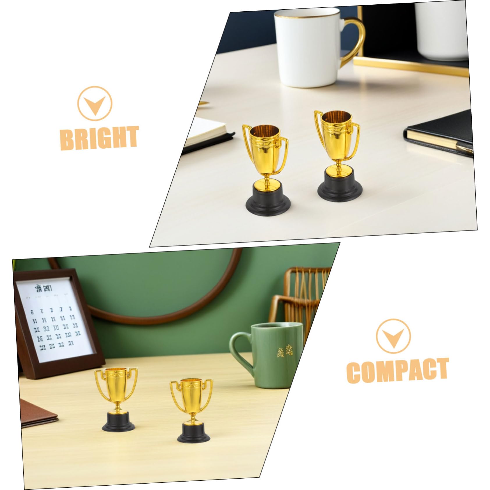 Mini Copas de Dorado de Plástico para Premios Livianos y Portátiles para Fiestas Competencias Deportivas y Recompensas Escolares